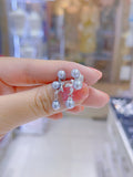 Lunachat 日本925 純銀花蔓水晶5-6mm日本真多麻海水珍珠耳環