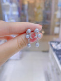 Lunachat 日本925 純銀花蔓水晶5-6mm日本真多麻海水珍珠耳環
