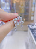 Lunachat 日本925 純銀水晶5-6mm日本真多麻海水珍珠耳環