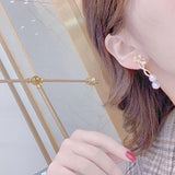 Lunachat 日本925純銀蝴蝶結7-8mm日本Akoya珍珠大蝴蝶結耳環