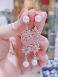 Pivoine Milano Sterling Silver & Crystal Bridal Earclips | 新娘耳環｜水晶耳環｜婚嫁首飾| 結婚耳環| 新娘首飾| 裙褂耳環|婚紗耳環