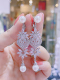 Pivoine Milano Sterling Silver & Crystal Bridal Earclips | 新娘耳環｜水晶耳環｜婚嫁首飾| 結婚耳環| 新娘首飾| 裙褂耳環|婚紗耳環