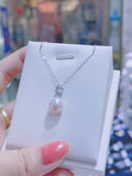Lunachat 18K GOLD 海藍寶石鑽石9mm 日本AKOYA珍珠頸鏈*