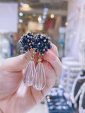Lunachat 日本純銀藍色水晶花球長夾耳環Earclips