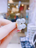 Lunachat 日本925純銀白色雙珍珠貝夾耳環Earclips
