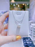 Lunachat 日本925純銀水晶11mm天然強光淡水珍珠頸鍊