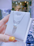 Lunachat 日本925純銀水晶11mm天然強光淡水珍珠頸鍊