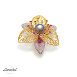 Lunachat Sterling Silver and Crystal Pearl Brooch Milano 20*