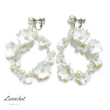 Lunachat 意大利工藝純銀陶瓷花大圈圈夾耳環  Earclips
