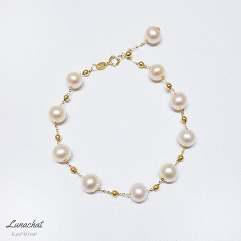 18K GOLD 天然珍珠婚嫁結婚新娘手鍊香港Bridal Wedding Pearl Bracelet 