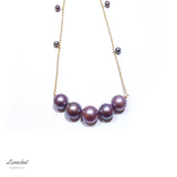 Lunachat 日本K金85cm大顆12-14mm夢幻紫色珍珠珍珠長頸鍊* - Chatnoiremeow