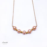 日本K金小金球五顆粉紅色9mm淡水珍珠頸鍊 Bridal Wedding Pearl Necklace