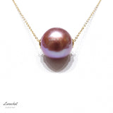 Lunachat 日本18K金精品奢華款大單顆12mm夢幻紫色珍珠頸鍊* - Chatnoiremeow