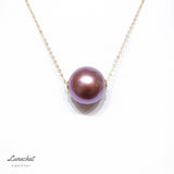 Lunachat 日本18K金精品奢華款大單顆12mm夢幻紫色珍珠頸鍊* - Chatnoiremeow
