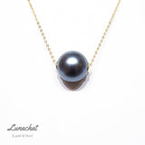 日本18K金精品奢華款大單顆12mm大溪地黑色海水珍珠頸鍊Tahiti Pearl Necklace
