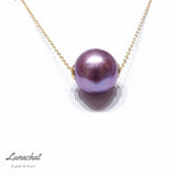 Lunachat 日本18K金精品奢華款大單顆12mm夢幻紫色珍珠頸鍊* - Chatnoiremeow
