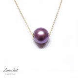 Lunachat 日本18K金精品奢華款大單顆12mm夢幻紫色珍珠頸鍊* - Chatnoiremeow