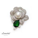 Lunachat Sterling Silver and Crystal Pearl Brooch Milano 49