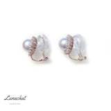 Lunachat 日本925純銀8-8.5mm日本真多麻珍珠水晶夾耳環Earclips