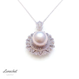 Lunachat 意大利精品925純銀12-13mm南洋白海水珍珠lace design頸鍊*