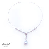 Lunachat 日本925純銀14.5mm強光南洋白海水珍珠豪華款頸鍊