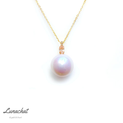 Lunachat 18K GOLD 30份黃藍寶石花 12-13mm 南洋白珍珠頸鍊｜南洋珍珠頸鏈 |大溪地珍珠頸鏈｜珍珠吊墜| pearl necklace| Akoya珍珠頸鏈香港| Wedding necklace |  結婚頸鏈 | 結婚禮物| 