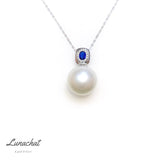 Lunachat 18K GOLD 藍寶石13mm 南洋白珍珠頸鍊｜南洋珍珠頸鏈 |大溪地珍珠頸鏈｜珍珠吊墜| pearl necklace| Akoya珍珠頸鏈香港| Wedding necklace |  結婚頸鏈 | 結婚禮物| 