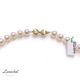 Lunachat 18K GOLD 蝴蝶結扣7-7.5mm 花珠級日本Akoya珍珠頸鍊連耳環套裝(附證書)*
