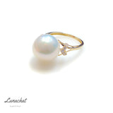 Lunachat 18K Gold 12mm 南洋白珍珠戒指