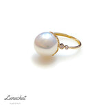 Lunachat 18K Gold 12mm 南洋白珍珠戒指