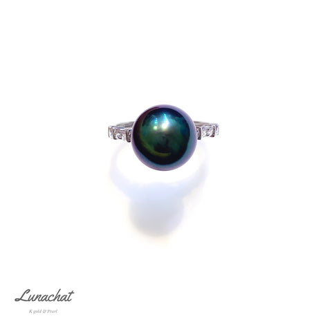大溪地孔雀綠珍珠戒指|珍珠戒指 | 日本珍珠戒指 | pearl ring |  黑珍珠戒指