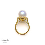 Lunachat 意大利精品925純銀11-12mm南洋白海水珍珠戒指