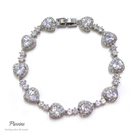 Pivoine Milano Sterling Silver and Crystal Bridal bracelet | 結婚水晶手鍊|Wedding Bracelet|Bridal Bracelet | 婚紗手鍊