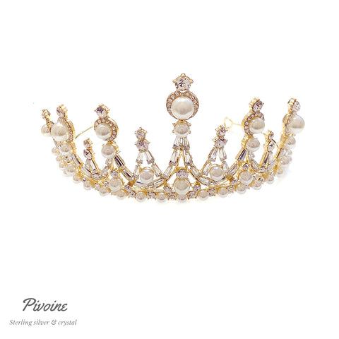 Pivoine Bridal Tiara Milano Princess Crown｜新娘髮飾 ｜結婚頭飾 | 結婚皇冠 | wedding crown | bridal hair accessories |   swarovski headband