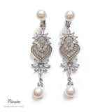 Pivoine Milano Sterling Silver & Crystal Bridal Earclips | 新娘耳環｜水晶耳環｜婚嫁首飾| 結婚耳環| 新娘首飾| 裙褂耳環|婚紗耳環