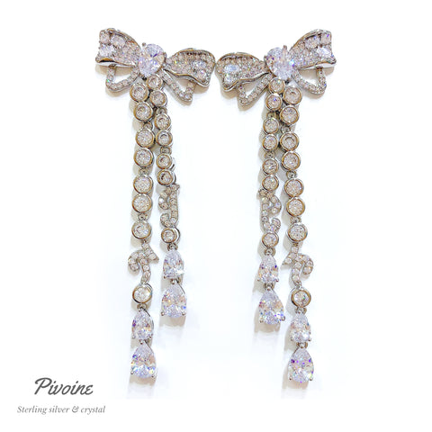 Pivoine Milano Sterling Silver & Crystal Bridal Earclips | 新娘耳環｜水晶耳環｜婚嫁首飾| 結婚耳環| 新娘首飾| 裙褂耳環|婚紗耳環