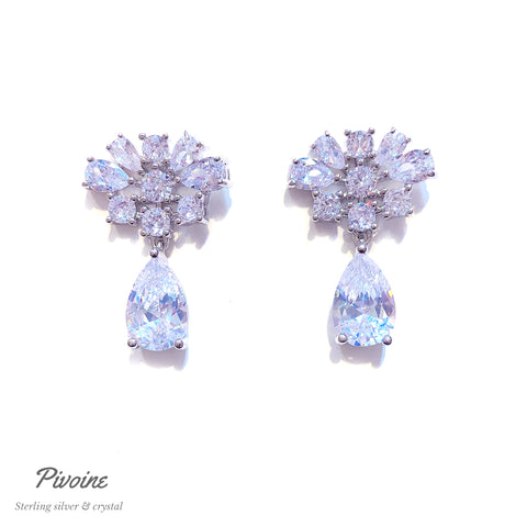 Pivoine Milano Sterling Silver and Crystal Bridal Earrings 112