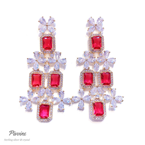 Pivoine Milano Sterling Silver and Crystal Bridal Earrings 119
