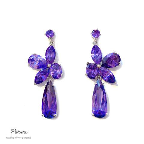 Pivoine Milano Sterling Silver and Crystal Bridal Earrings 19