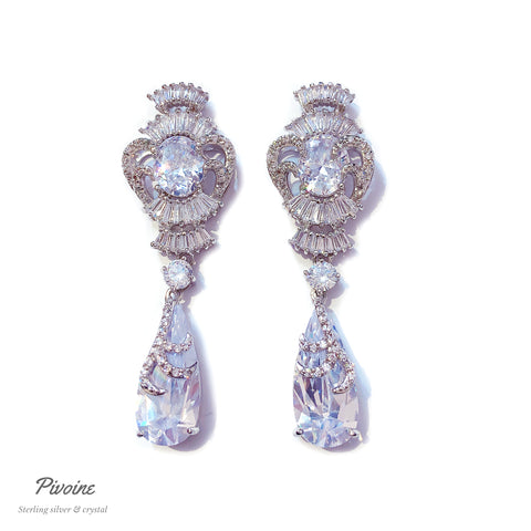 Pivoine Milano Sterling Silver and Crystal Bridal Earrings 15