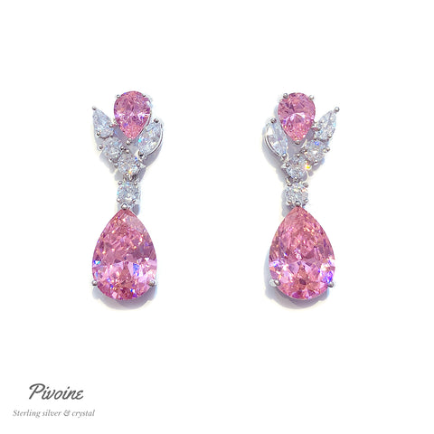 Pivoine Milano Sterling Silver and Crystal Bridal Earrings 45