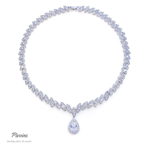 Pivoine Milano Sterling Silver and Crystal Bridal Necklace 8