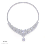 Pivoine Milano Sterling Silver and Crystal Bridal Necklace  | 新娘首飾｜婚嫁首飾 | 結婚頸鏈 |結婚首飾| 婚紗頸鏈| 新娘頸鏈|Bridal Necklace | Wedding Necklace