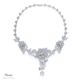 Pivoine Milano Sterling Silver and Crystal Bridal Necklace  | 新娘首飾｜婚嫁首飾 | 結婚頸鏈 |結婚首飾| 婚紗頸鏈| 新娘頸鏈|Bridal Necklace | Wedding Necklace