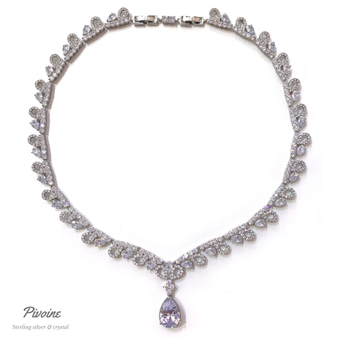 Pivoine MPivoine Milano Sterling Silver and Crystal Bridal Necklace  | 新娘首飾｜婚嫁首飾 | 結婚頸鏈 |結婚首飾| 婚紗頸鏈| 新娘頸鏈|Bridal Necklace | Wedding Necklace