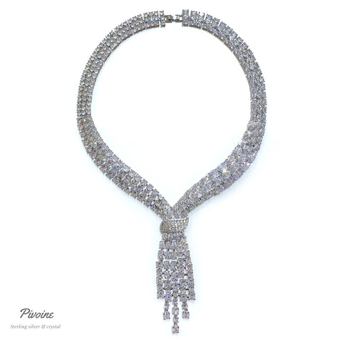 Pivoine Milano Sterling Silver and Crystal Bridal Necklace  | 新娘首飾｜婚嫁首飾 | 結婚頸鏈 |結婚首飾| 婚紗頸鏈| 新娘頸鏈|Bridal Necklace | Wedding Necklace