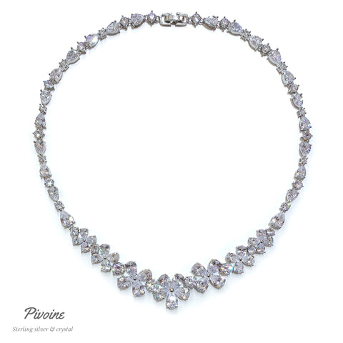 Pivoine Milano Sterling Silver and Crystal Bridal Necklace  | 新娘首飾｜婚嫁首飾 | 結婚頸鏈 |結婚首飾| 婚紗頸鏈| 新娘頸鏈|Bridal Necklace | Wedding Necklace