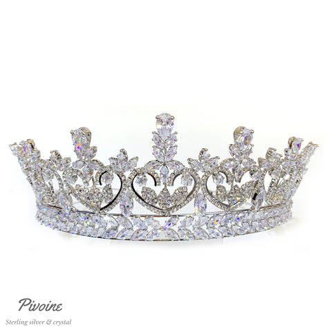 Pivoine Bridal Tiara Milano Sterling Silver and Crystal Princess Crown ｜新娘髮飾 ｜結婚頭飾 | 結婚皇冠 | wedding crown | bridal hair accessories |   swarovski headband | 結婚禮物 |  婚紗頭飾 | 皇冠頭飾香港 |  裙褂頭飾 | wedding accessories｜Bridal Tiara